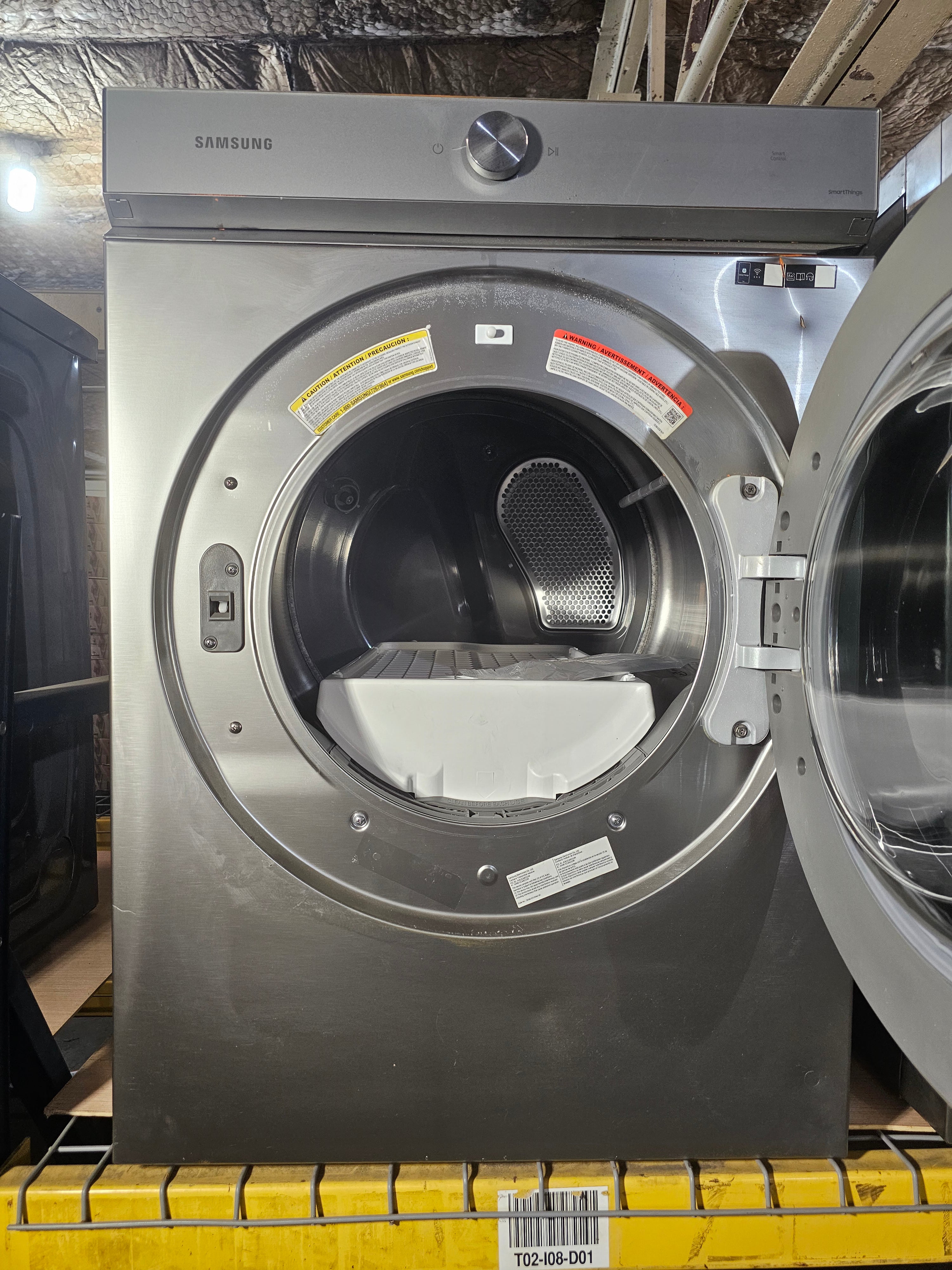 Samsung - BESPOKE 7.6 Cu. Ft. Stackable Smart Electric Dryer with Steam and Super Speed Dry - Silver Steel